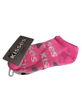 Hersheys Kisses 2 Pair Socks Pink Gray Hearts